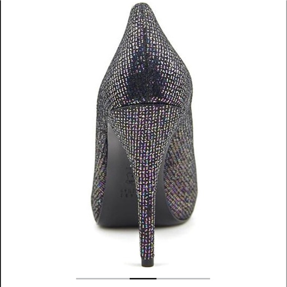Stuart Weitzman Glitter Holographic Peep Toe Heels Pumps - Picture 3 of 7